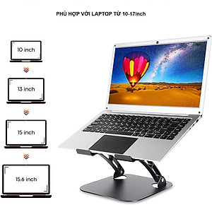 Giá Đỡ Cho Máy Tính, Laptop, iPad, Macbook Hợp Kim Nhôm Cao Cấp. Hỗ Trợ Tản Nhiệt Chống Mỏi Cổ, Vai, Gáy. Hàng Chính Hãng DEVO