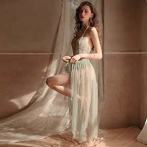 P34 Váy ngủ bodysuit ren kèm khăn sexy gợi cảm - Đầm ngủ bodysuit ren xuyên thấu quyến rũ - Đồ ngủ nữ