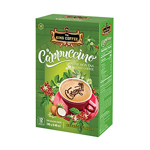 Cà Phê Hòa Tan Cappuccino Vị Dừa KING COFFEE - Hộp 12 gói x 20g