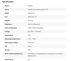  Đèn Led Ốp Trần Thông Minh Yeelight Arwen C - 50W - Led RGB hắt trần - Hàng Chính Hãng - Bản Quốc Tế Mihome Global