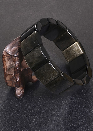 Vòng tay đá tektit bản vuông 19x15mm mệnh thủy,mộc - Ngọc Quý Gemstones