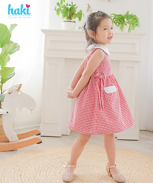 Váy bé gái sát nách cổ sen phối màu HK519, đầm bé gái, váy mùa hè cho bé gái, váy hè, đầm thiết kế cho bé 10-27kg