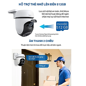 Camera WiFi TP-Link Ngoài trời Tapo C510W / C520WS - Độ phân giải 2K, Quay Quét 360 Độ, Chống Nước, Báo động âm thanh - HÀNG CHÍNH HÃNG