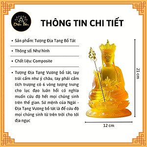 Tượng địa tạng vương bồ tát – tượng phật Địa Tạng lưu ly màu vàng cao 21cm đồ thờ cúng phong thủy shop Diệu Tâm