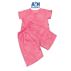 Bộ quần áo bà ba lửng bé gái hoa văn Cổ Trang gấm hồng - AICDBGOZYKTV - AIN Closet
