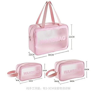 Sét 3 túi đựng mỹ phẩm trong suốt mẫu mới, sét 3 túi mỹ phẩm washbag - Hàng chính hãng 