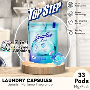 Combo 3 Túi Viên Giặt Top Step Hàn Quốc 7in1 Công Nghệ Enzyme  An Toàn Cho Da, Sạch Đột Phá - 33 Viên (462gx3)