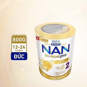 Sữa bột Nestlé NAN SUPREMEPRO 2 800g nhập khẩu Đức với 5HMO & đạm Gentle Optipro ( Dành cho trẻ từ 12 - 24 tháng tuổi)