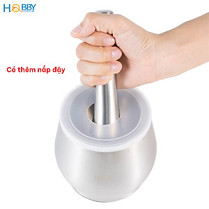 Chày cối inox 304 không rỉ có đế giảm ồn và nắp Hobby home decor CI1