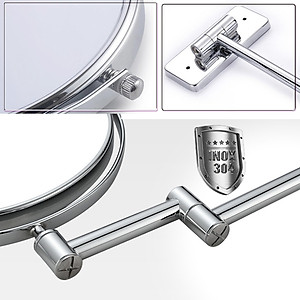 Gương trang điểm phóng đại 3 lần, xoay 360 độ, 2 mặt siêu nét, treo tường phòng tắm, phòng ngủ, Khách sạn, resort, Inox SUS 304, Size 15cm, 18cm, 20cm, Minh House