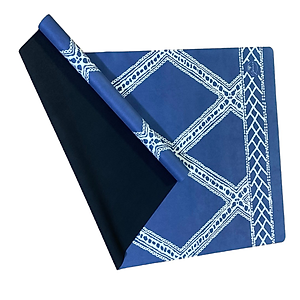 Thảm tập yoga du lịch cao cấp chính hãng Yvonne, Blue Navy (TẶNG KÈM 3 PHẦN QUÀ) dày 1,5mm gấp gọn, bề mặt nhám, siêu bám, ưa mồ hôi, dễ vệ sinh, chất liệu cao su tự nhiên, kích thước 183cm x 66cm, nặng 1,2kg