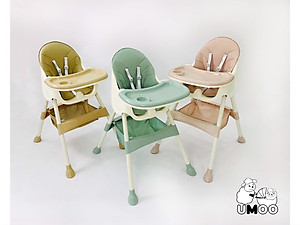 Ghế ăn dặm Umoo thiết kế Hàn Quốc 3 nấc điều chỉnh độ cao, chịu lực 50 kg, đai đa điểm an toàn cho bé