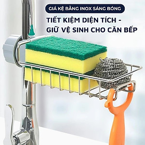 Kệ đựng đồ rửa chén bát Xoong nồi , kệ inox gắn vòi nước đa năng giá để giẻ rửa bát dụng cụ nhà bếp tiện dụng Kitchen