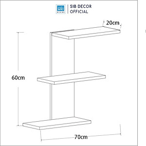 Kệ Gỗ Trang Trí Treo Tường 3 Tầng Cách Điệu SIB Decor KT511