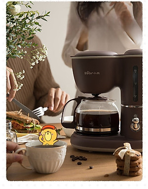 Máy Pha Cà Phê Mini Gia Đình Bear KFJ-403 Dung Tích 600 ML Công Suất 550 W - Hàng Chính Hãng