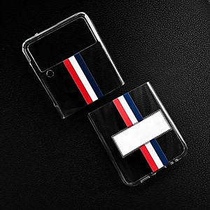 Ốp lưng chống sốc trong suốt cho Samsung Galaxy Z Flip 3 hiệu Likgus Thom Brow (chất liệu cao cấp, thiết kế thời trang họa tiết 3 sọc màu) - hàng nhập khẩu