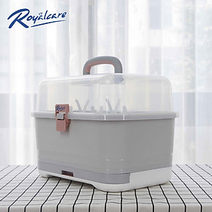 Hộp phơi úp bình sữa [Size lớn] có nắp đậy và khay hứng nước - Royalcare 8853