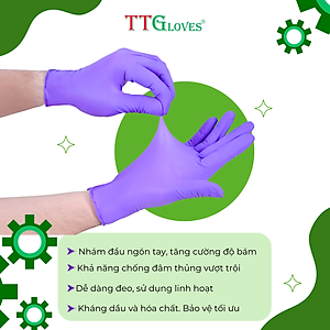 Găng Tay Cao Su Y Tế Size S Không Bột Nitrile TTGLOVES Màu Tím (100 Chiếc)