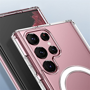 Ốp lưng sạc Maqsafe cho Samsung Galaxy S23 / Galaxy S23 Ultra / Galaxy S23 Plus / S23+ hiệu HOTCASE Maqsafe Magetic Case silicon chống sốc siêu mỏng 1.5mm, độ trong tuyệt đối, chống trầy xước, chống ố vàng, tản nhiệt tốt - hàng nhập khẩu