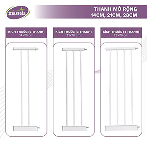 Thanh chắn cửa, chắn cầu thang chính hãng Mastela D04 bảo vệ an toàn cho bé, Không cần khoan tường, có thể thanh mở rộng