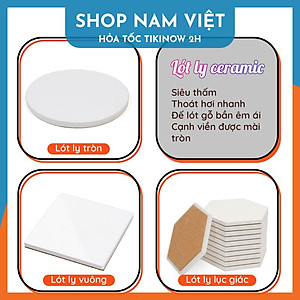 Lót Ly Ceramic Trắng Trơn, Đế Lót Cốc Gốm Sứ Siêu Thấm Hút, Thích Hợp Trang Trí DIY - Chính Hãng NAVIVU