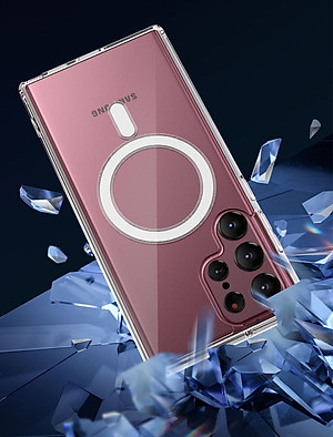 Ốp lưng Magnetic trong suốt Likgus hỗ trợ sạc Magnetic cho Samsung S23 Plus, S23 Ultra - Hàng chính hãng