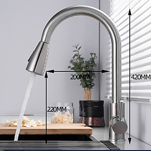 Vòi rửa bát Valenza sus304 nóng lạnh rút dây 01