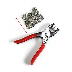 Cây Kìm Bấm Cúc Vành Áo Kim Loại Đa Năng Bộ Kìm Bấm Khuy Kèm 100 Cúc Bấm 9.5mm Thép Không Gỉ, Khoen Quần Áo Tiện Lợi