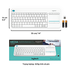 Bàn Phím Không Dây Logitech K400 PLUS - Hàng Chính Hãng