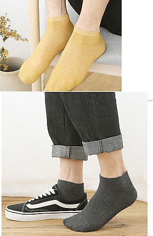 Combo 5 Đôi Tất , Vớ Nam / Nữ Cổ Ngắn Trơn Siêu Mềm Mại Nhiều Màu
