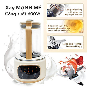 Máy làm sữa hạt Seka E500 - Có chống ồn - 1.5 lít - 9 Chức năng tiếng Việt - Hàng chính hãng