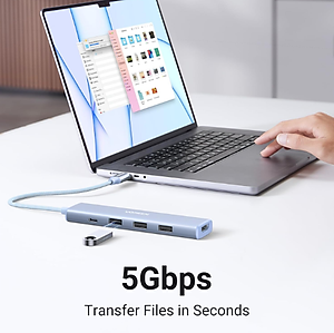 Cáp chuyển USB-C sang HDMI + PD 100W + 3 x USB 3.0 Ugreen 35581 - Hàng chính hãng