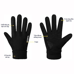 Găng tay da nam cảm ứng chống nước DCL01