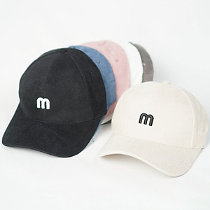 Mũ lưỡi trai - nón Ulzzang vải kết nhung thêu chữ M unisex nam nữ chống nắng phong cách thời trang, cá tính