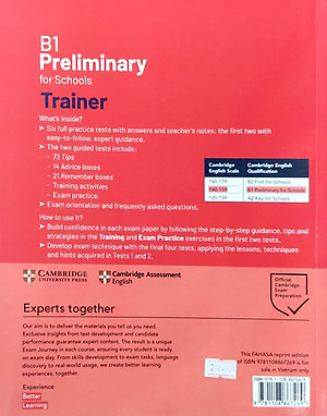 B1 Preliminary for Schools Trainer 1 for the Revised 2020 Exam Six Practice test With Answers and Teacher's Notes With Downloadable Audio