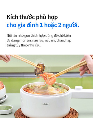 Nồi điện đa năng Locknlock Electric multi pot EJP436IVY 220V, 50Hz, 600W, 1.5L- Màu ngà - Hàng chính hãng