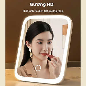 Gương Soi Trang Điểm Để Bàn Có 3 Chế Độ Đèn Led Thông Minh Tích Điện Siêu Hot - Thiết Kế Hiện Đại - Hàng Chính Hãng