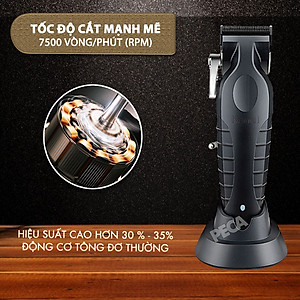 Tông đơ cắt tóc chuyên nghiệp Kemei KM-2296 lưỡi cắt mạ carbon công suất mạnh mẽ 5W pin khỏe lithium - Chính hãng