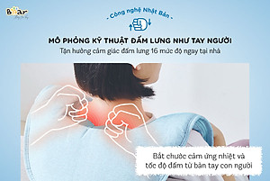Máy Massage Cổ Vai Gáy, Máy Đấm Lưng Bear AMQ-A01X1 Gồm 4 Kỹ Thuật Đấm Lưng Gồm 16 Cường Độ Massage Như Người Thật - Hàng Chính Hãng