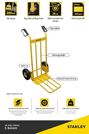 Xe Đẩy Tay 2 Bánh Stanley HT535 (Tải Trọng 200kg)