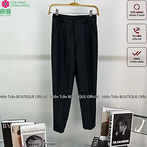 Quần baggy nữ Hiền Trần BOUTIQUE ống đứng, phom dáng Hàn Quốc màu đen xám, đồ công sở đi học