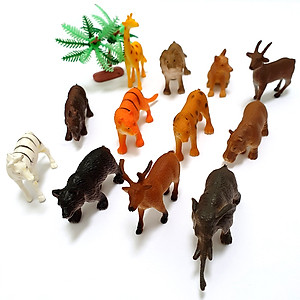 Bộ sưu tập 12 thú rừng Safari hoang dã (5-7 cm) bằng nhựa đặc nguyên khối, an toàn cho trẻ, thích hợp làm đồ chơi, mô hình học tập, nhận biết cho bé trai, bé gái trên 3 tuổi