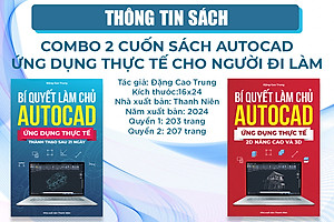 Sách Autocad - Bộ 2 Cuốn Từ Cơ Bản Đến Nâng Cao Xuất Bản Chính Hãng, Ứng Dụng Thực Tế, In Màu, Kèm Video Hướng Dẫn