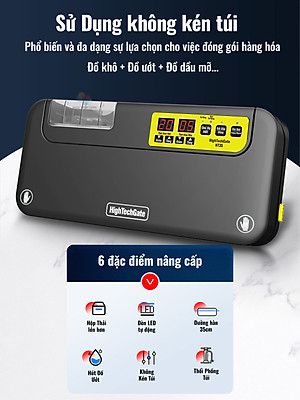 Máy hút chân không thực phẩm NT35 bán công nghiệp, đường hàn lớn 35cm, tự động và không kén túi, tích hợp tính năng thổi phồng, hàng chính hãng