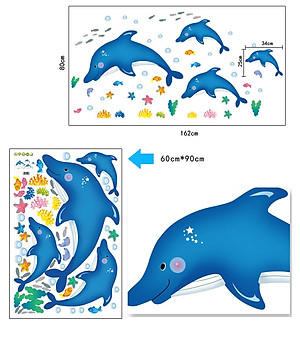 Decal dán tường Cá heo nhảy múa AmyShop DB023