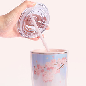 Ly nhựa LocknLock 2 lớp 750ml HAP522 720ml Anh Đào - Hàng chính hãng kèm ống hút, cách nhiệt tốt, miệng rộng - JoyMall