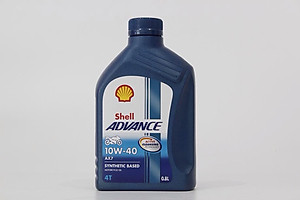 Nhớt xe số cao cấp, Shell Advance 4T AX7 10W40 Synthetic Based 0.8L, chuyên dùng xe máy số, xe côn tay, xe mô tô PKL