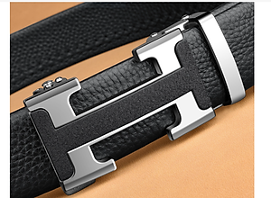 Thắt lưng nam chữ H da bò nguyên chất mặt khóa tự động hợp kim cao cấp