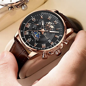 Đồng hồ nam chống nước DIZIZID chính hãng dây da cao cấp - Chạy full 6 kim và lịch ngày - Chống nước tốt - Kim dạ quang - Tặng kèm pin dự phòng DZDT69