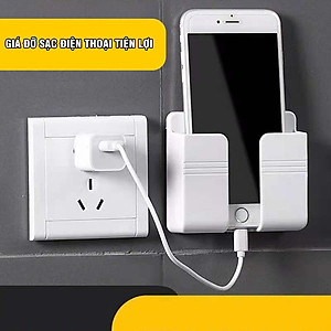 Khay đựng remote  - điện thoại dán tường có khe luồn sạc nhỏ gọn tiện lợi  ( Giao màu ngẫu nhiên ) - Hàng chính hãng 